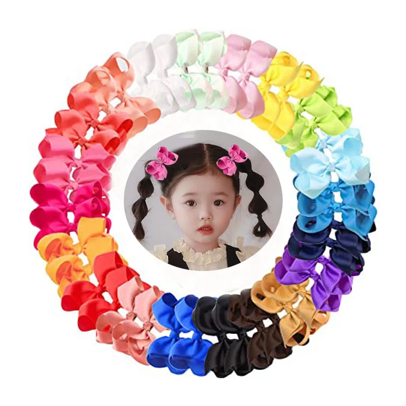 

Wholesale 40colors 100pcs Boutique Grosgrain Ribbon Pinwheel 3inch Hair Bows Alligator Clips For Babies Toddlers Teens