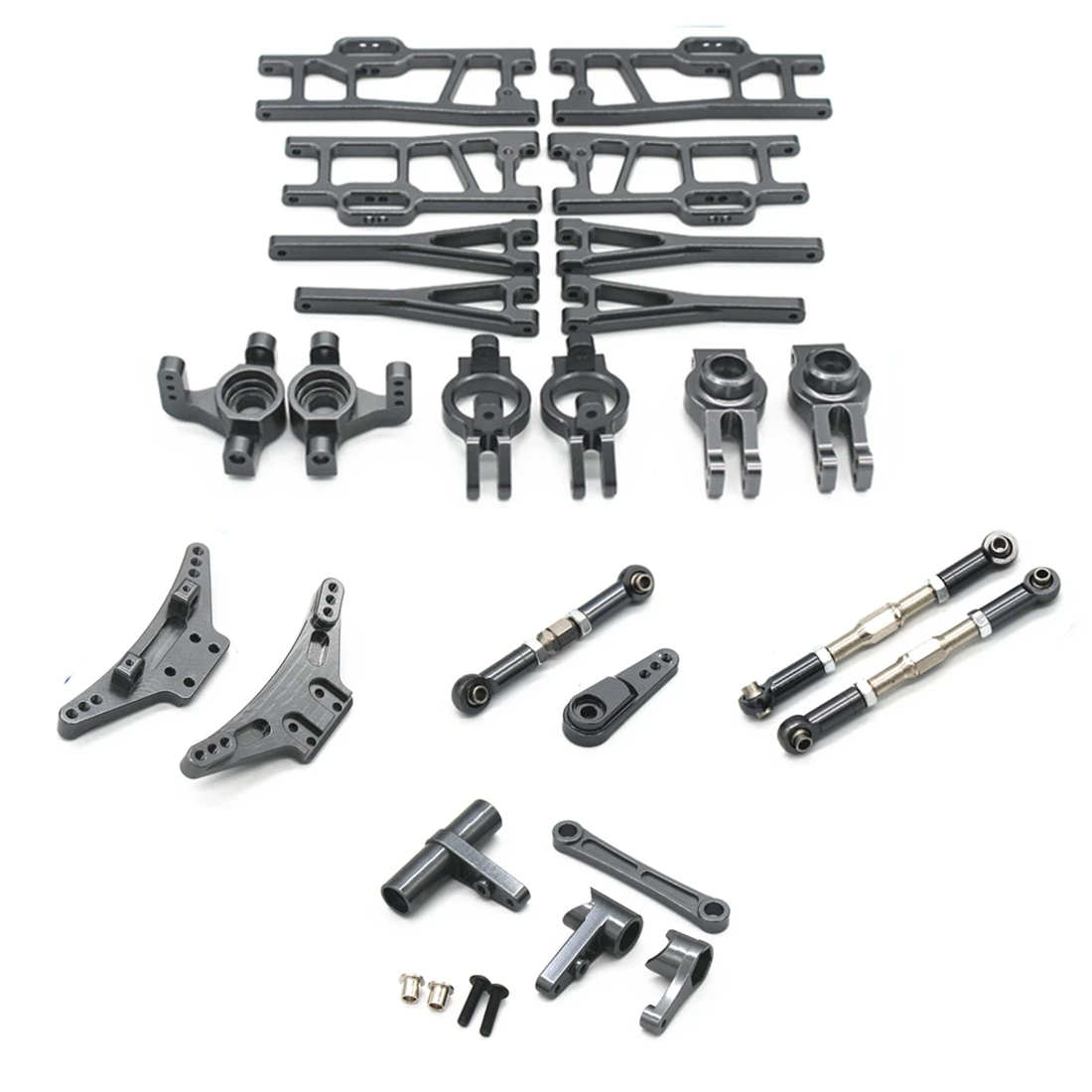 

Metal Upgrade Accessories Set Steering Block Hub Carrier Suspension Arm for Wltoys 104009 12402-A RC Car Upgrades Grey