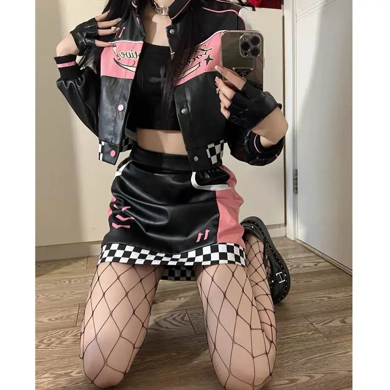 

yiciya jackets winter women coats bomber Race parkas Varsity leather jacket Baseball jacket Vintage Y2k 2023 Bombers Coat met