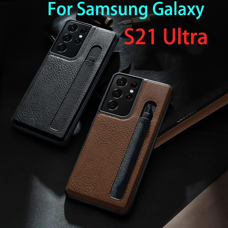 

Чехол для Samsung Galaxy S21 Ultra S-pen (S-pen не входит в комплект), кожа