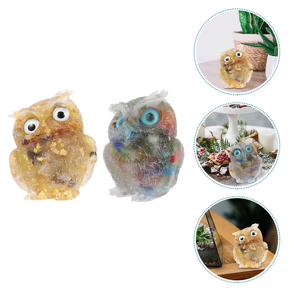 

Owl Figurines Animal Statue Mini Ornament Garden Resin Sculpture Figurine Decoration Dashboard Car Decorations Bonsai Crystal
