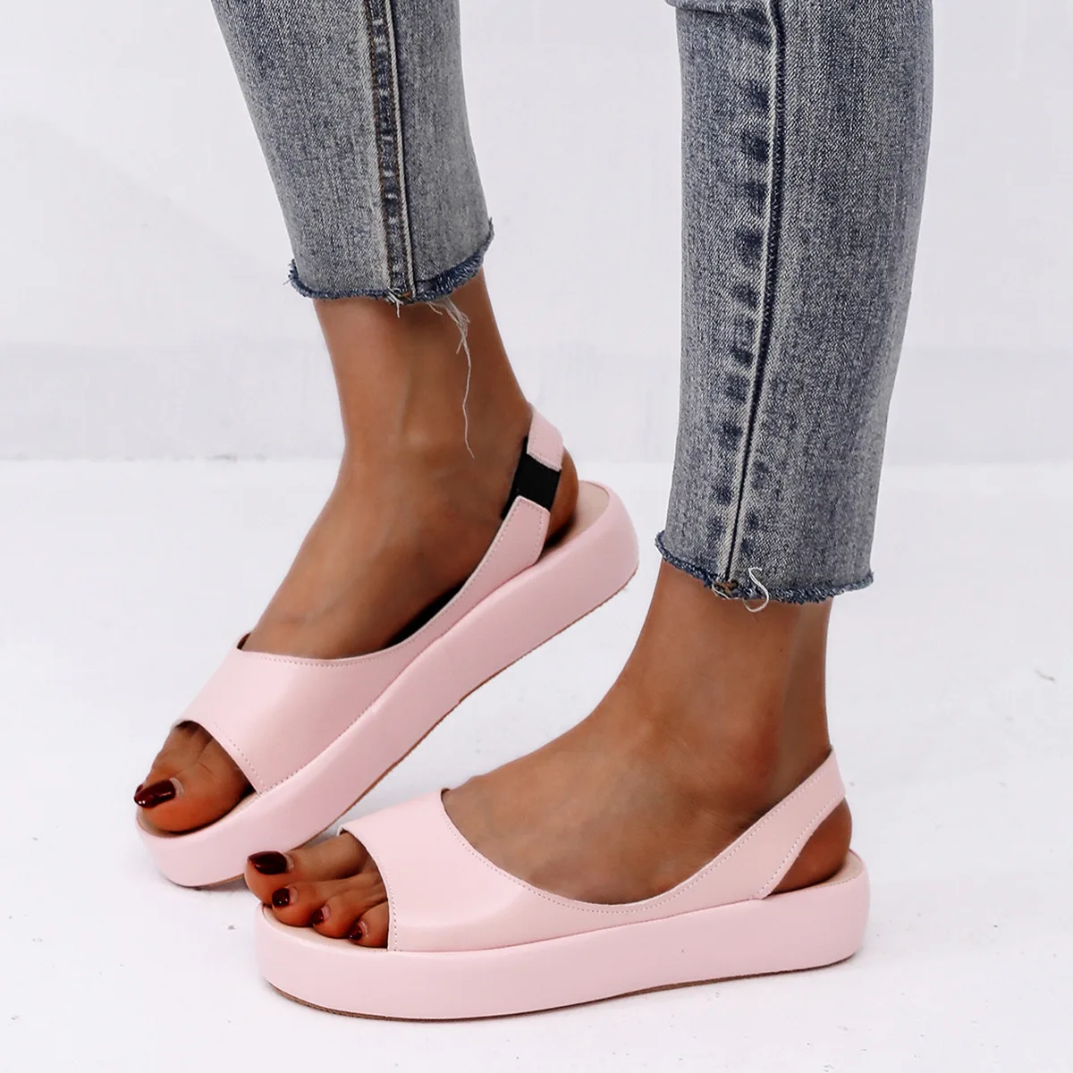 

Shallow Mouth Comfort Shoes for Women Large Size Beige Heeled Sandals 2022 Summer Open Toe Big Black Girls Beach Peep Fashion Ne