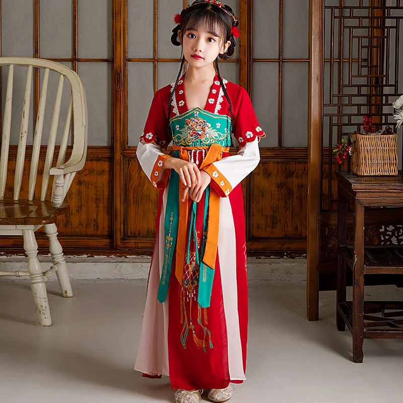 

Hanfu Girls Autumn New Children's Tang Clothes 2022 Girls Ancient Clothes Super Fairy Heavy Industry Embroidery Hanfu Dress