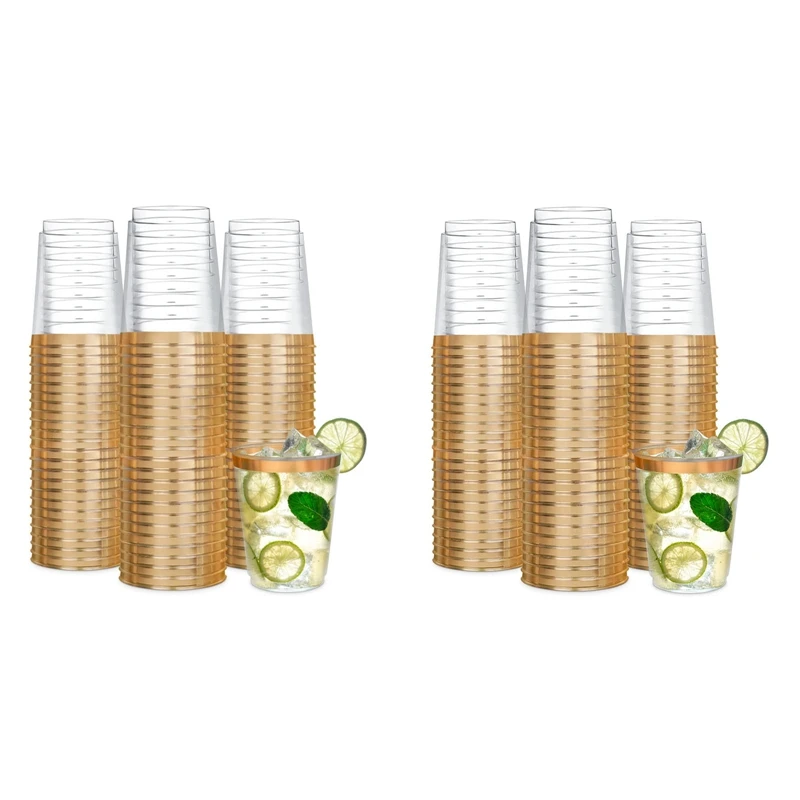

100Pcs Plastic Wine Cups Plastic Wine Glasses Clear Cocktail Glasses Disposable Cups