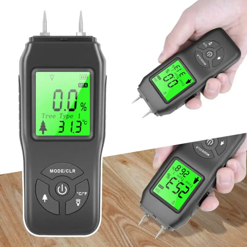 

NEW MT-18 Grey 0-99.9% Two Pins Digital Wood Moisture Meter Paper Humidity Tester Wall Hygrometer Timber Damp Detector