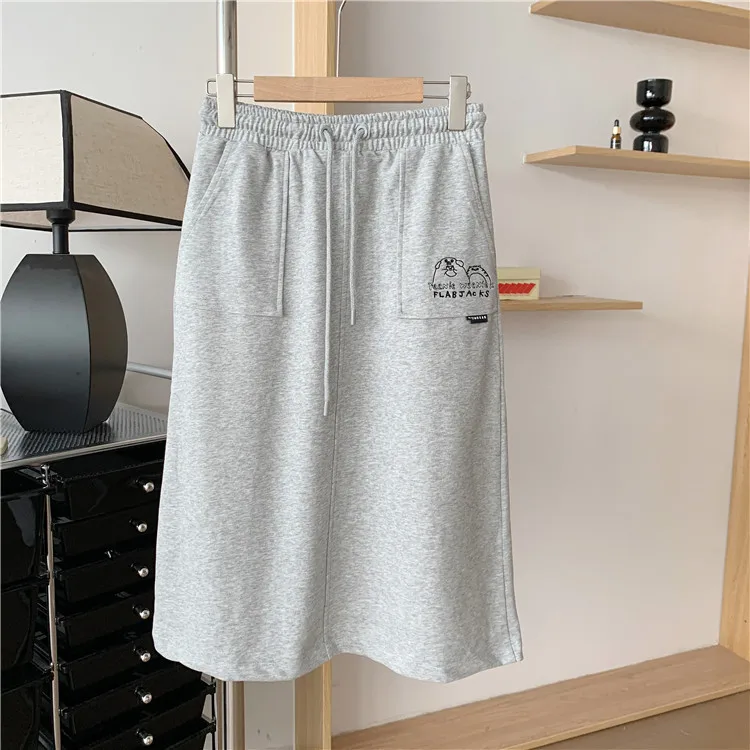 

Модные длинные юбки с вышивкой медведя, зимняя серая спортивная бейсбольная юбка в готическом стиле для скалолазания, траф