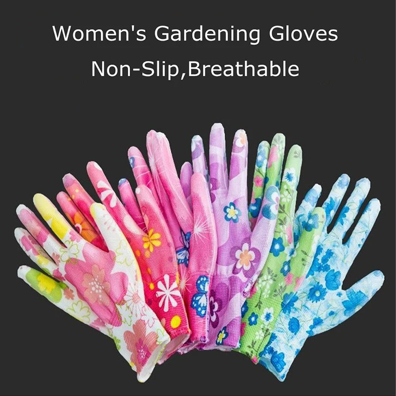 

Перчатки женские нескользящие с цветочным покрытием, для сада и уборки растений, с пальмовым покрытием, Нескользящие, для защиты домашнего труда