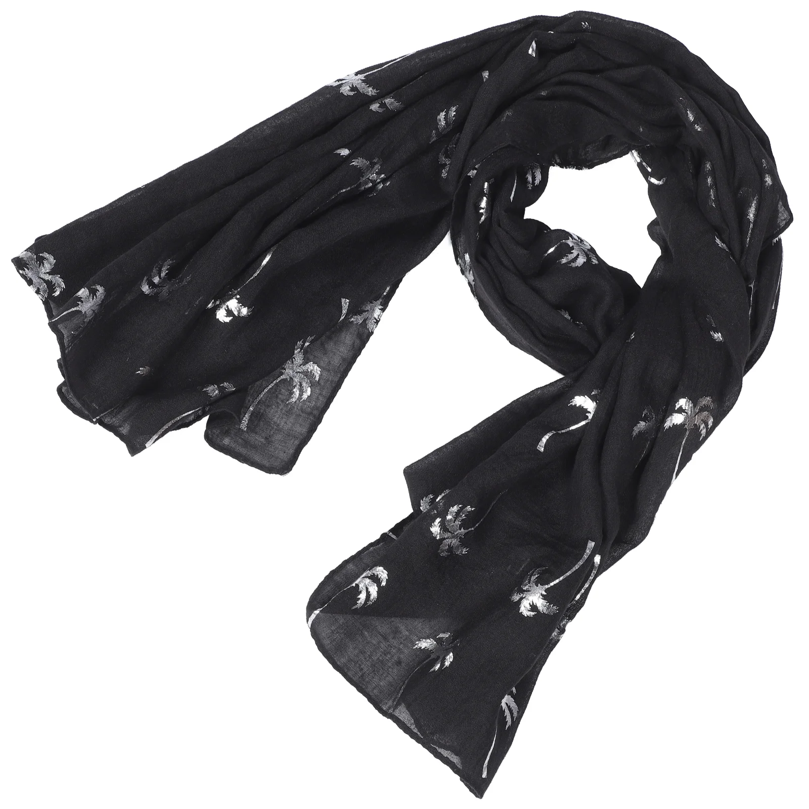 

Black Turban For Men Scarf Silk Scarves Women Summer 180X70CM Fashion Coconut Polyester Neck Scarfs Travel