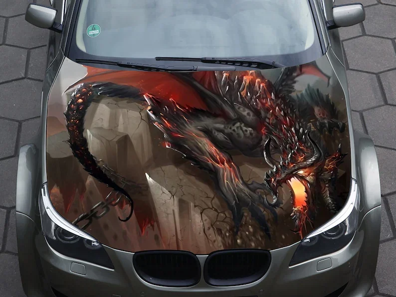 

Car hood decal, dragon, wrap decal, vinyl, sticker, fire, graphic, truck decal, truck graphic, bonnet decal, skull, f150, CUSTOM