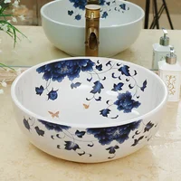 China Artistic Ceramic Lavobo Round Countertop handmade ceramic wash basins
