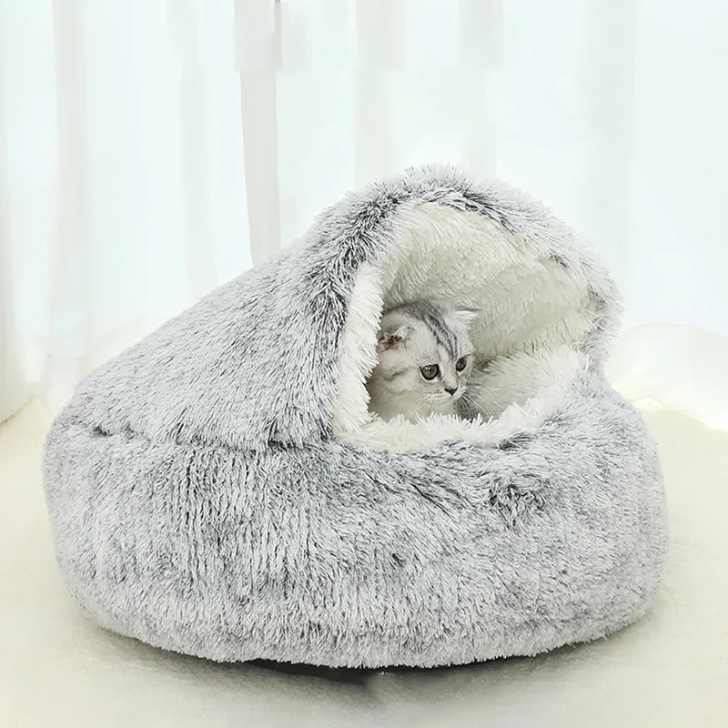 

Dog Enclosed Plush Puppy Bed Soft Sleeping Pet Warm House Pad Cave Kitten Cat Dog Sleep Tent Kennel Mat Pet Nest Winter Cushion