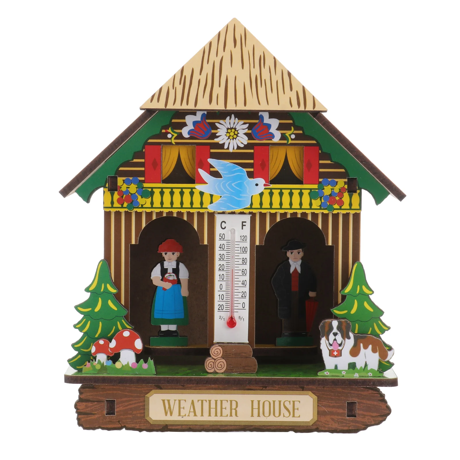 

House Weather Wooden Barometer Indoor Forest Hanging Meter Tester Indicator Gauge Humidity Fairy Decoration Instruments