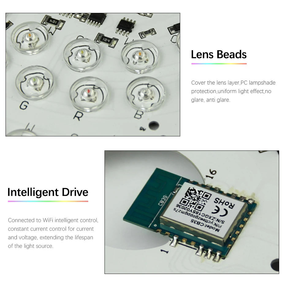 Tuya WiFi светодиодный потолочный светильник APP Voice Control Smart Light 40W диммируемый RGB AC 220V