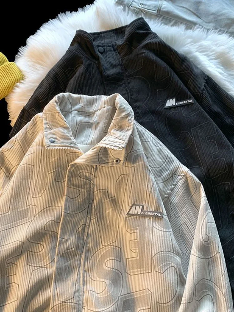 Вельветовая мужская куртка на молнии в корейском городском стиле дизайнерская