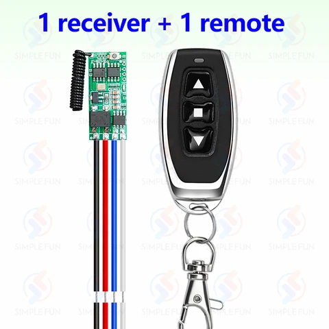 433 МГц беспроводной мини-двигатель постоянного тока, 6 В, 12 В, 18 В, 24 В, мини-контроллер двигателя, передатчик 50 м, для двигателя вперед назад, остановка/сделай сам