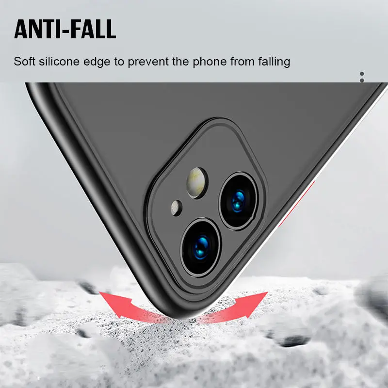 Luxury Contrast Color Frame Matte Phone Case for iPhone 11 13 Pro 14 Plus X XS XR Max 12 8 7 6S Plus Protection Back Cases Cover