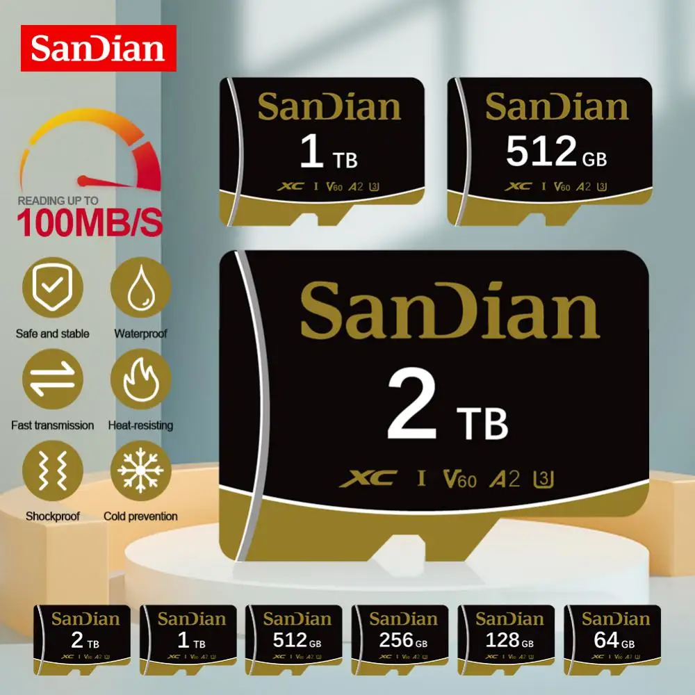 Карта памяти TF 512 ГБ 256 128 SD/TF флэш-карта 1 ТБ Micro TF/SD для телефона Ps5 Прямая поставка