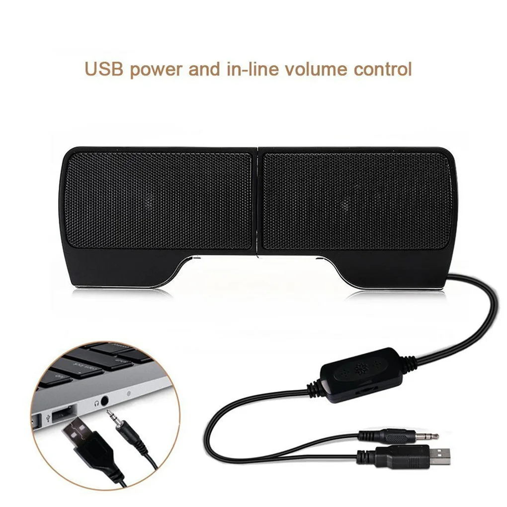 Mini Clip-on USB Stereo Speakers Powered Controller 3 5mm Home Office Audio Music Player Soundbar with Clip Laptop