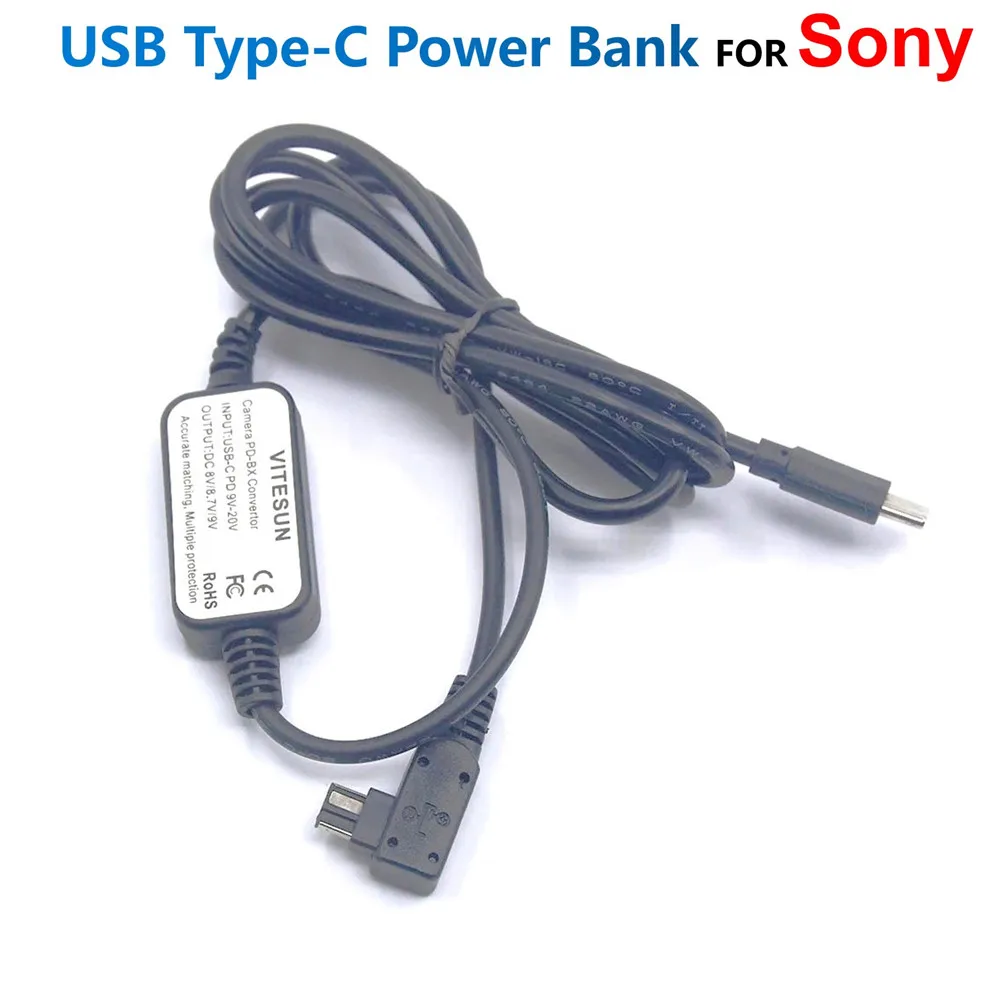 

PW10AM PD USB Type C Power Bank Charger Adapter Cable For Sony Alpha A58 A99 VG10 DSLR-A450 A500 A550 A700 A850 A900 A350K A700K