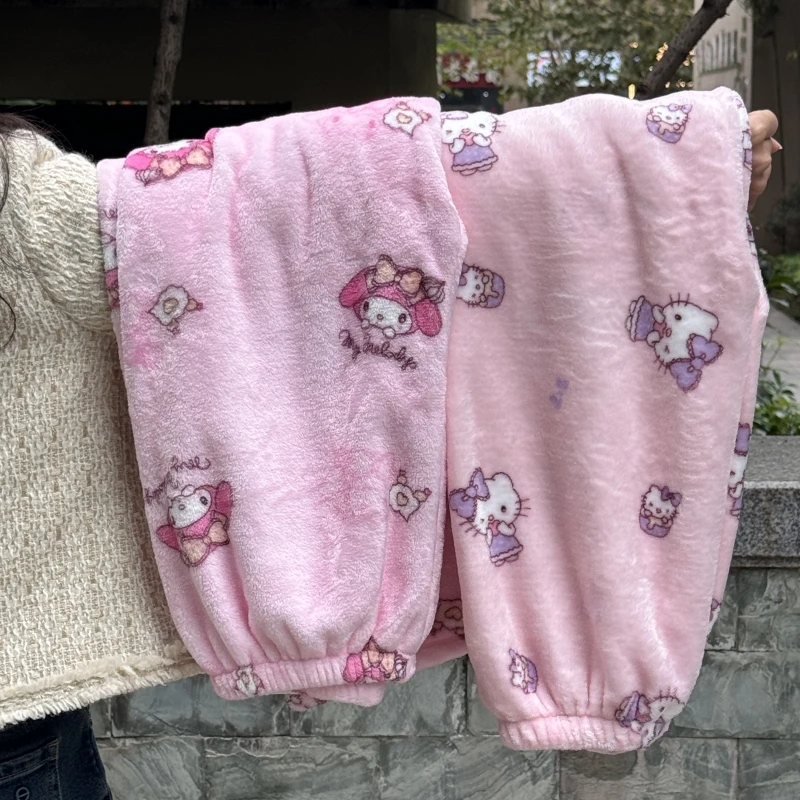Горячая осень Sanrio Hello Kitty Kuromi Y2k Стиль Пижамные штаны Мультфильм Хип-Хоп Леди