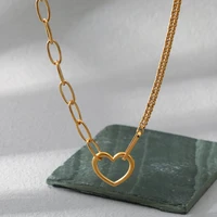 fashion 18k real gold plated stainless steel love necklace waterproof and anti fading niche design light luxury jewelry