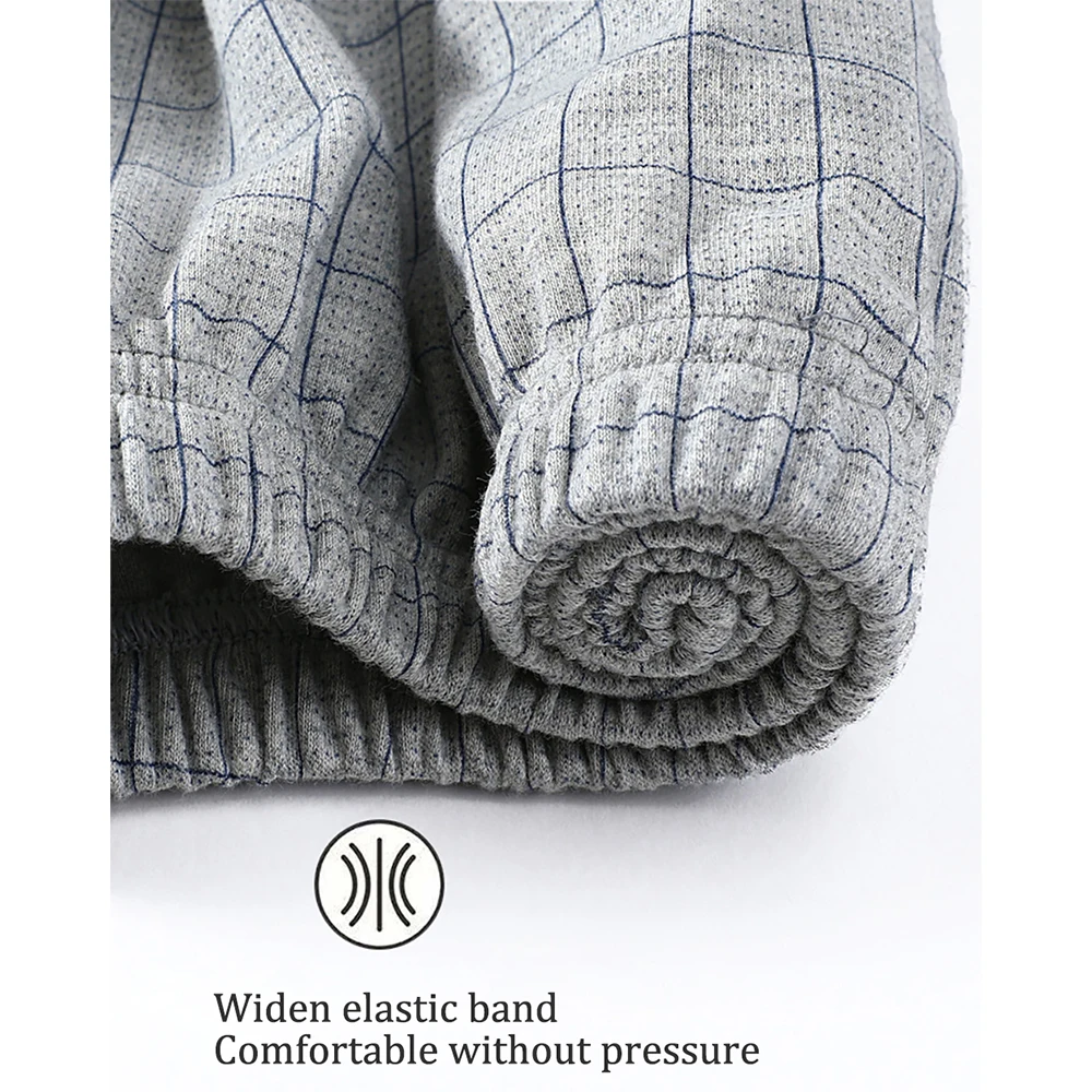 100% Cotton 4XL Men Pajama Sets Trendyol Plaid Simple Letter Embroidery Loose Sleep Tops Widen Elastic Waist Pijama Male Pajamas