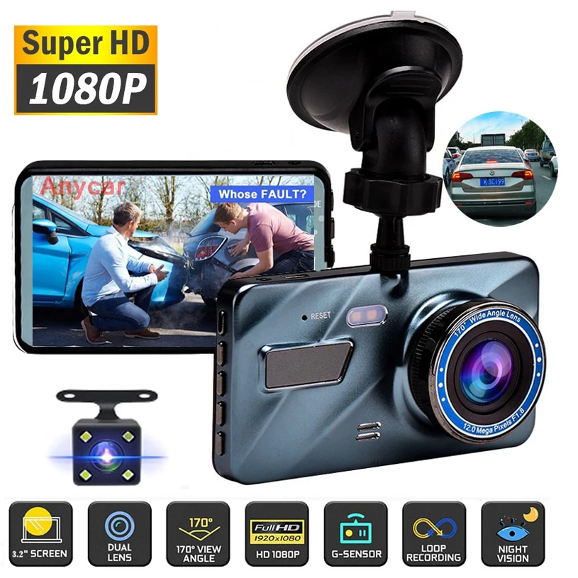 1080P Car DVR Dash Cam Video Recorder 3 In 1 Rear View Dual Full HD Car Camera 3.6