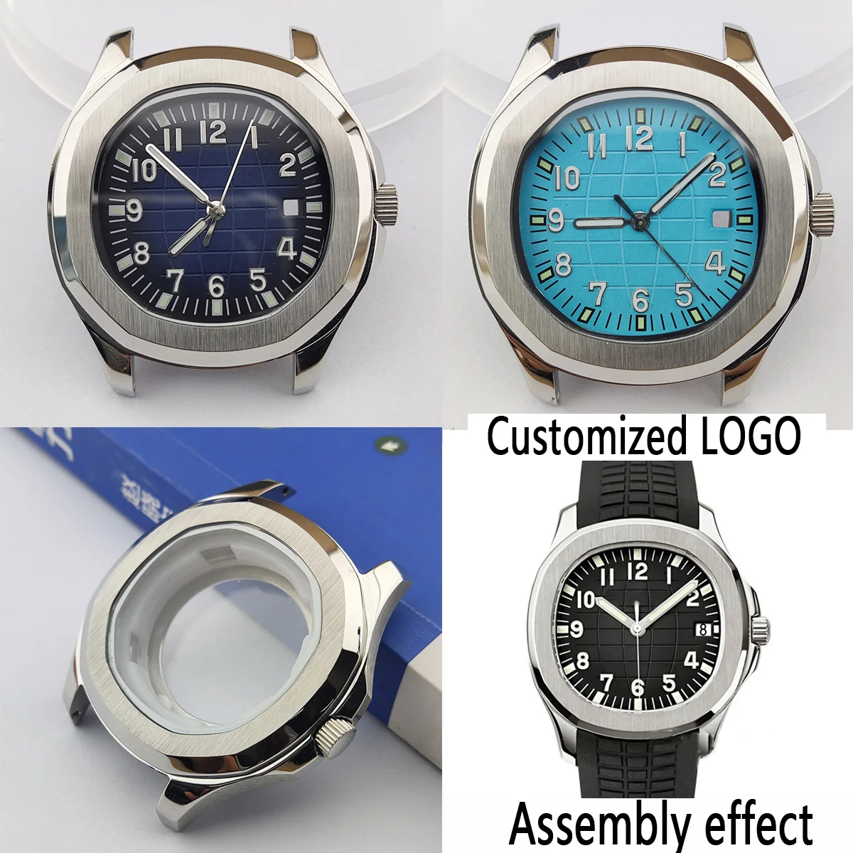 

NH35 case Nautilus 41mm nh36 Watch case Luminous Dial Hands stainless steel case suitable for Miyota8215 Movement accessories