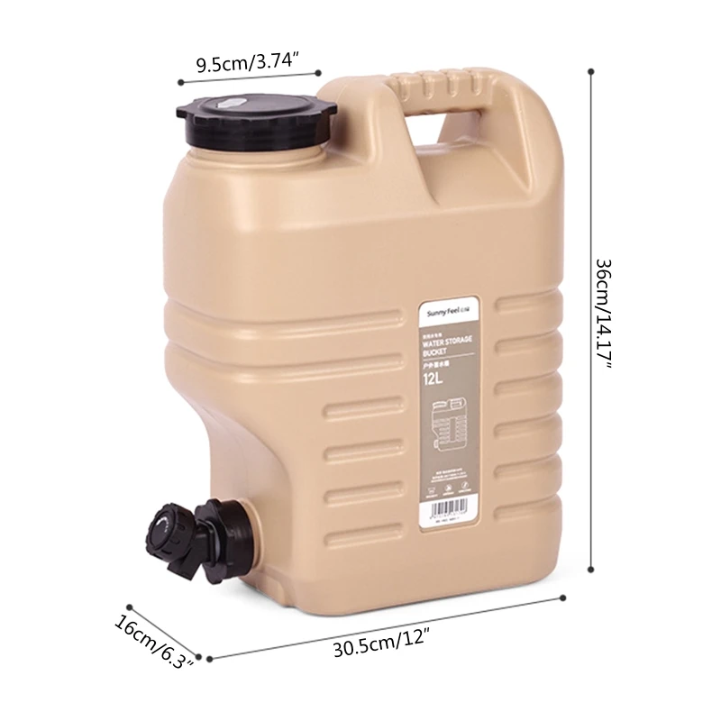 

12L Water Storage Containers with Faucet BPA-Free Portable Large Water Bucket Jug Tank for Camping Outdoor Hiking B36B