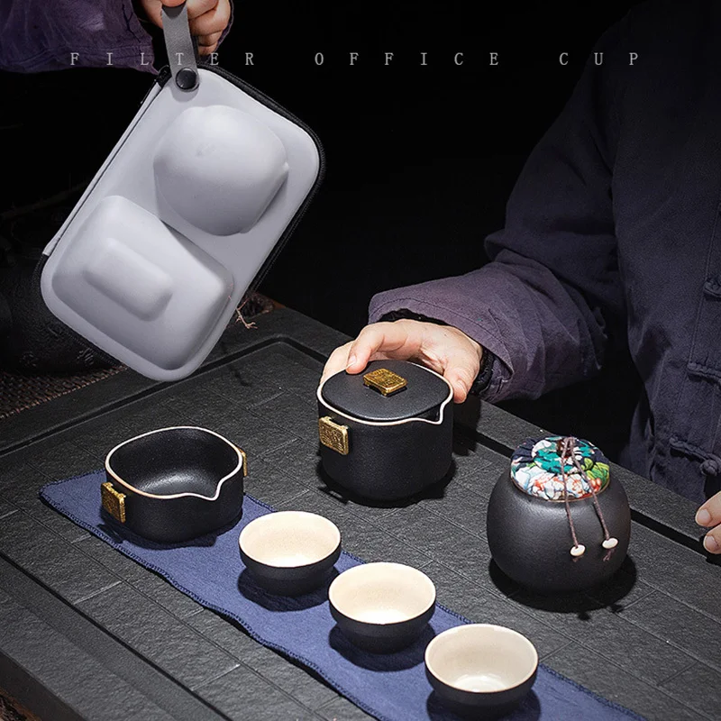 

Китайский чай, новый дизайнерский чайный набор для чайной церемонии, дорожный чайный набор Kong Fu, подарок, фарфоровый чайник, инфузор для дом...