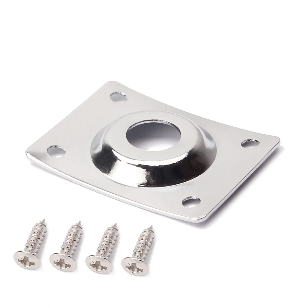 

Square Curved Guitar Jack Plate Indented 1/4 Inch Guitar Pickup Output Input Jack Socket Plate Metal Jack Plate With Screws for