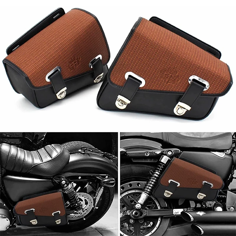 Bag Left+right Motorbike Side Tool Bag Pouch Universal For Harley Sportster