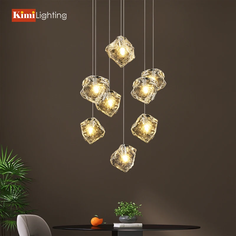 

Лавовый кубик льда, необычная стеклянная лестница, подвеска для лофта, столовой/гостиной, декоративное освещение