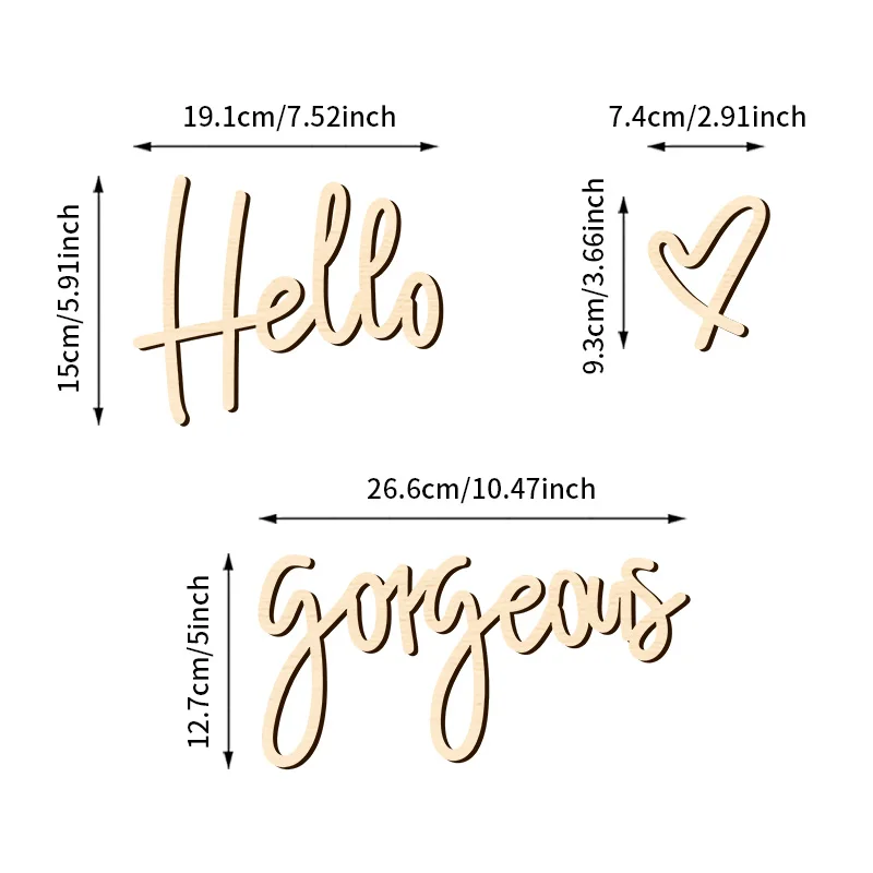 Деревянные наклейки на стену «Hello Gorgeous» для декора салона красоты, комнаты для наращивания ресниц, салона, ванной комнаты (art.: 3920db32f8e02) - 3920db32f8e02