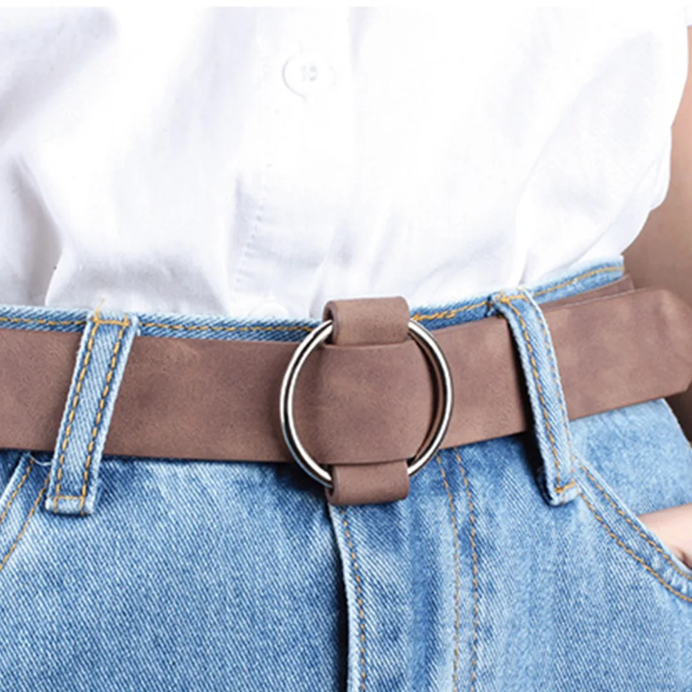 

Ceinture Fashion Waistband Round Buckle Solid Decorative Elastic All-Match Leather Strap Women Belt Dress Casual Wide Jeans