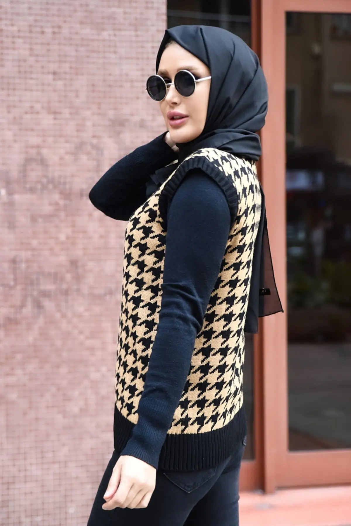 

Women Mink CROWBAR Pattern V Neck Sweater Jumpers 7887001 Women Muslim Sweater