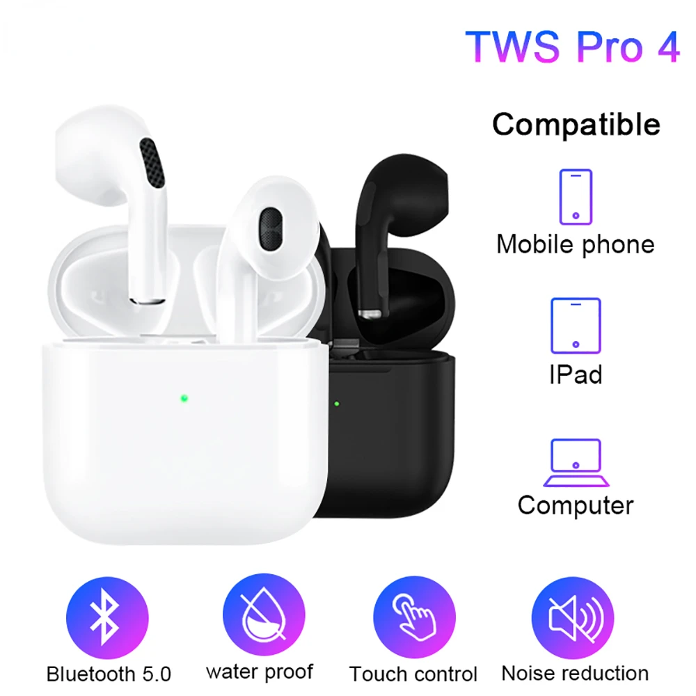 

TWS Pro 4 Wireless Headphones Bluetooth 5.0 Sports in-Ear Stereo Wireless Earphone Music Earpiece For iPhone Huawei Redmi