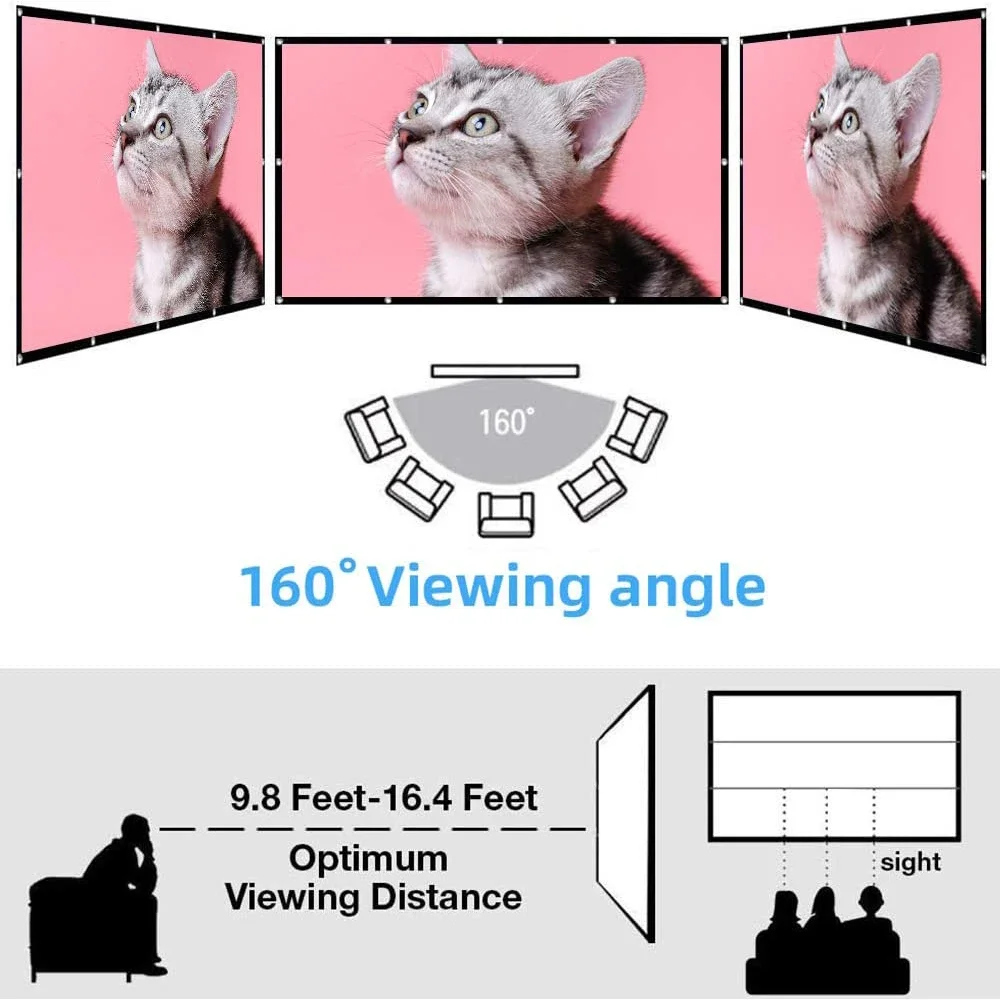 MIXITO 250-дюймовый портативный экран для проектора высокой плотности