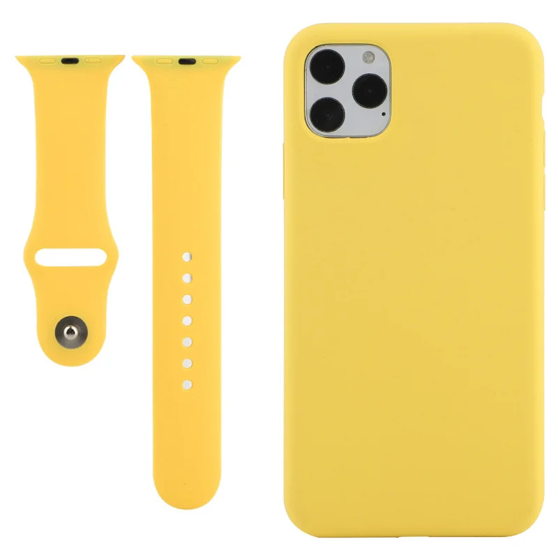FHX-MT для Apple Watch 2 3 4 5 6 7 ремешки + iPhone 12 13 11 Pro Max X XS MAX XR 8 Plus экологичный силиконовый