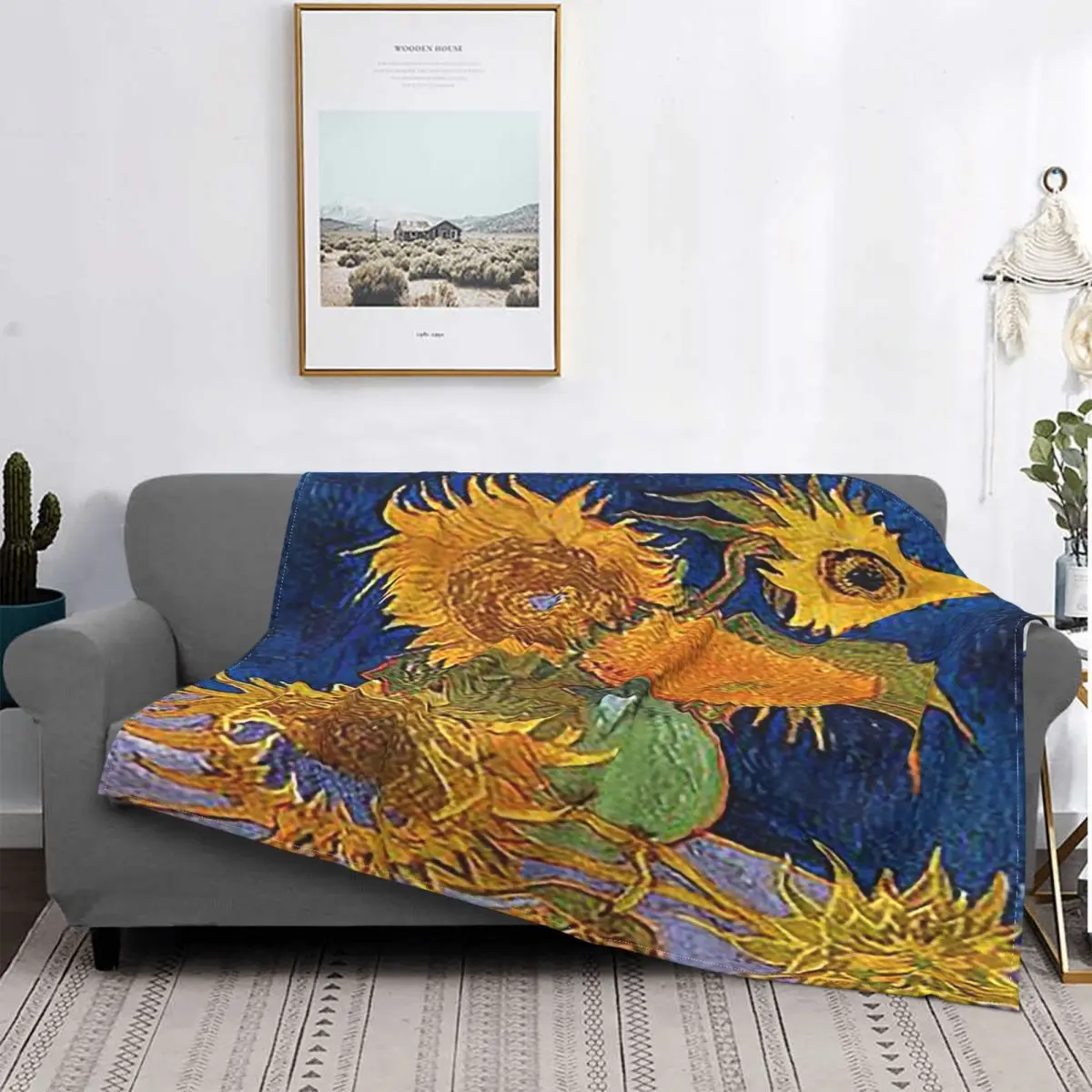 

Одеяло с масляной живописью Ван Гога, летнее портативное легкое тонкое бархатное покрывало с подсолнухом для дома, спальни