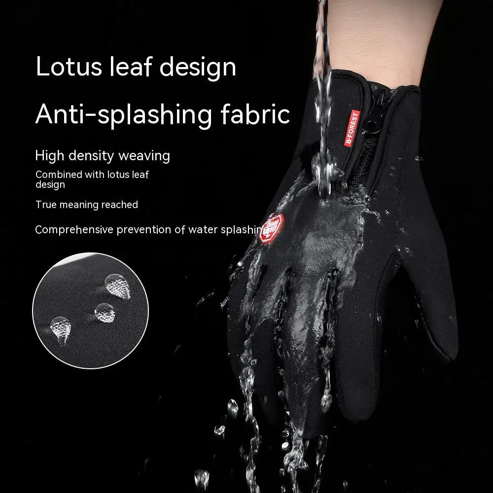 Thermal Winter Gloves Running Windproof Touchscreen Warm Driving Cycling  Sports PU Leather Non-Slip Gloves For Men Women