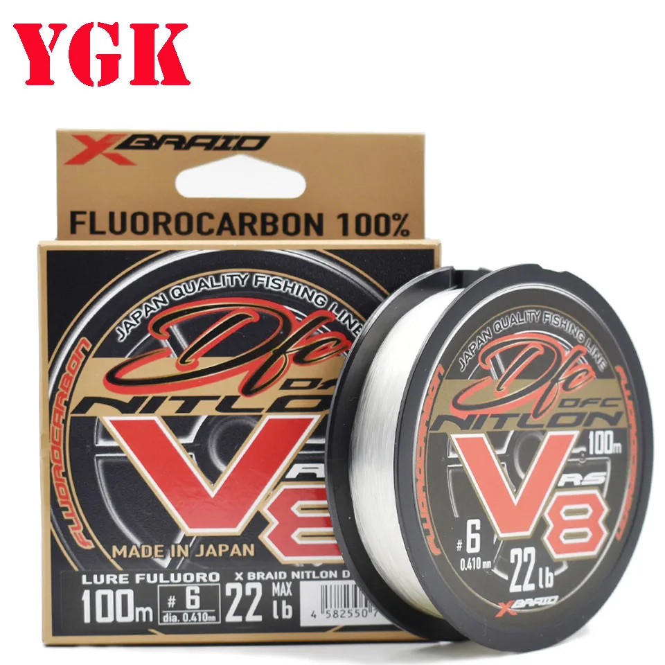 

YGK New XBRAID NITLON DFC RS V8 100% FLUROCARBON 100m Super Strong Fishing Line Front Wire Soft and Strong Japan Wear Resistance