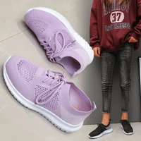 2022 women mesh lace up sneakers female summer vulcanized mesh breathable sport shoes ladies new flats footwear plus size 43