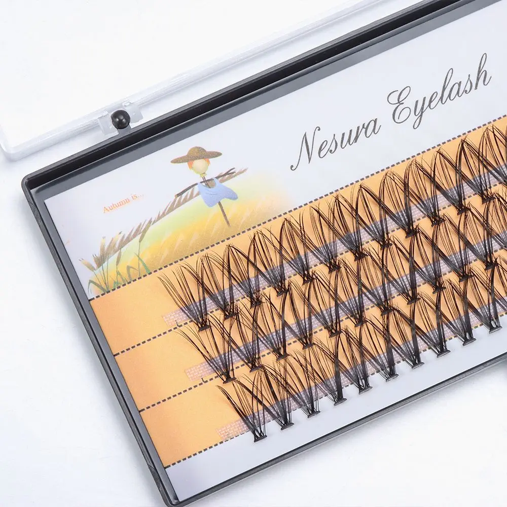 Натуральные 1 коробка/60 пучков 20D накладные ресницы 8-16 мм C завитки кластеры