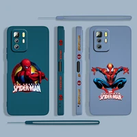 marvel cool spider man for xiaomi redmi note 11 11s 10 10s 9 9s 9t 8 8t 7 5 pro 4g 5g liquid left rope phone case cover coque