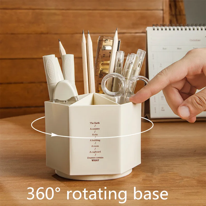 

Desk Stationery Cosmetics Organizer Desktop Exquisite Rotate Pen Holder Stand for School Office Storage Supplies Accessories