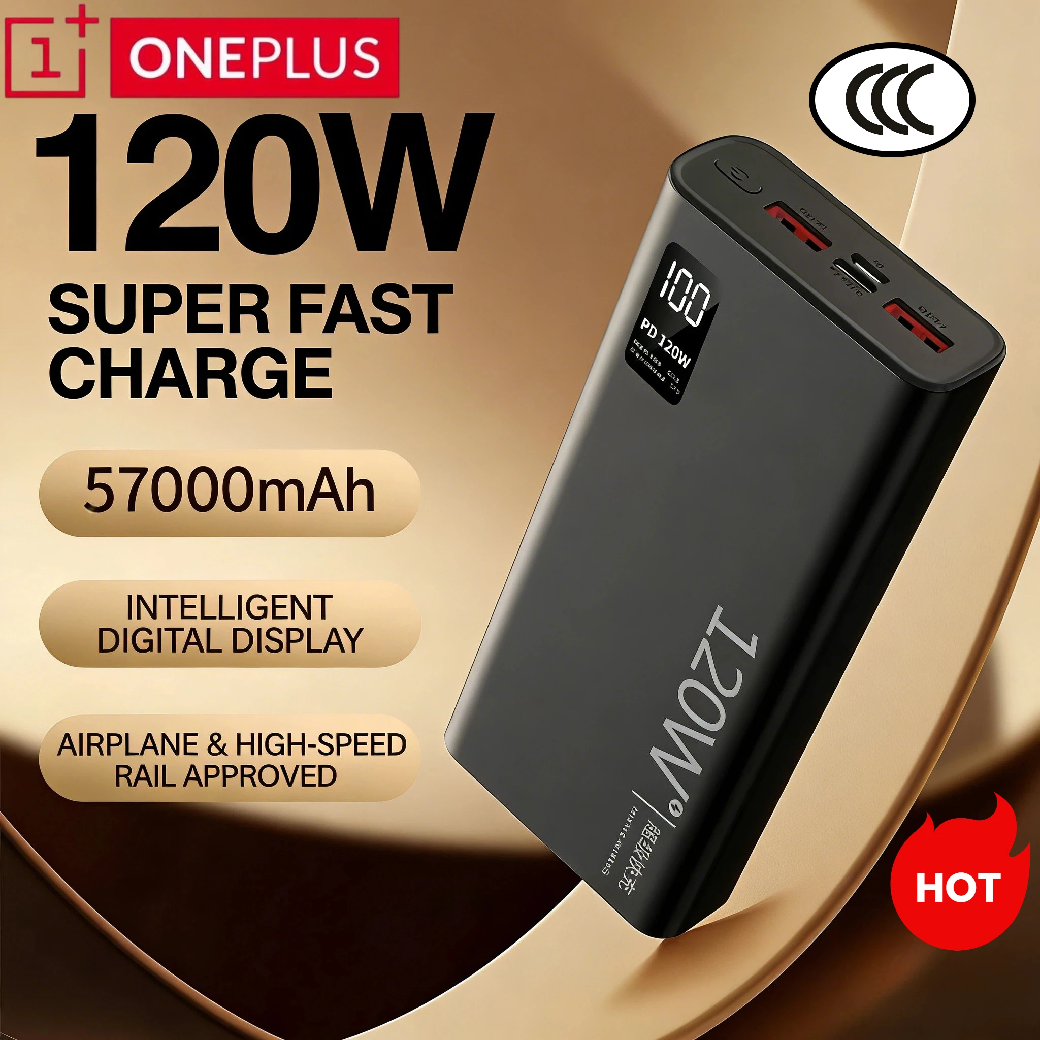 Фото ONEPLUS 120 Вт Power Bank 200000 мАч Высокая емкость Портативное зарядное устройство для быстрой зарядки запасного аккумулятора для iPhone Samsung Huawei 2026 Лидер продаж №1