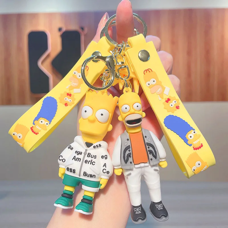 

Creative The Simpsons Keychain Lovely Animation Figure Keyring Fashion Couple Backpack Car Key Chain Pendants Children Toy Gifts