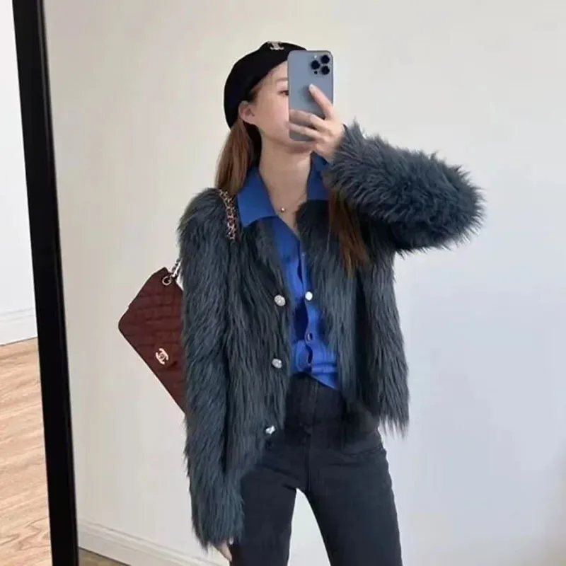 Женский вязаный кардиган из искусственной норки и кашемира Осень-зима 2024