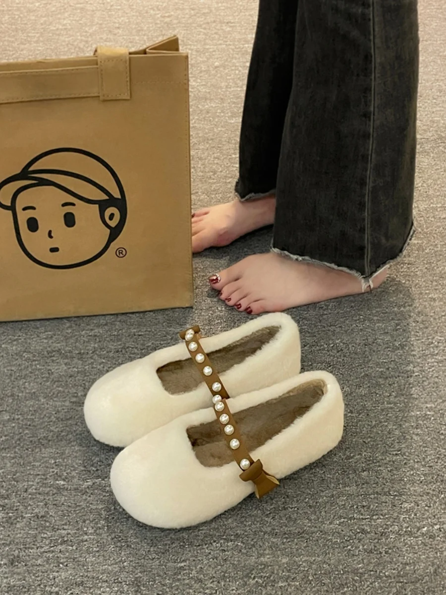 

Shoes Woman 2023 Round Toe Female Footwear Casual Sneaker Loafers Fur Soft New Comfortable Dress Moccasin PVC Leisure Mary Janes